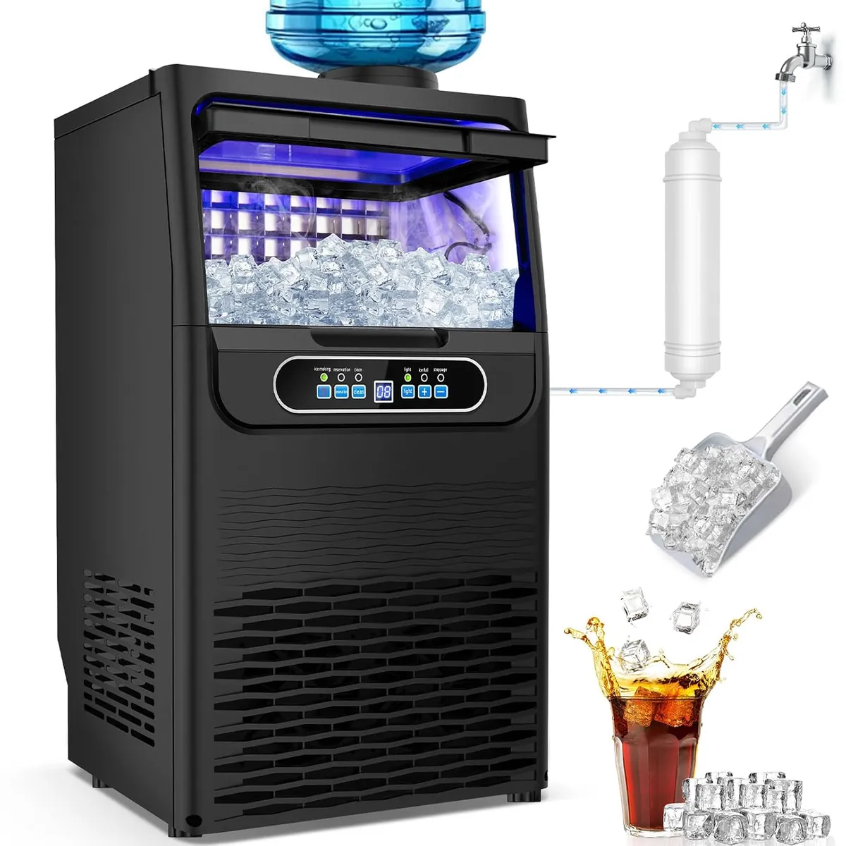 SOZT Under Counter Ice Maker Machine, 100LBS/24H, 20LBS Capacity