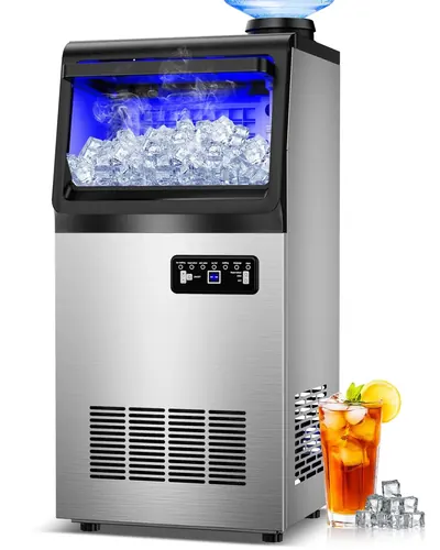 SOZT Ice Maker Machine Commercial, 110LBS/24H with 35LBS Storage Bin, 15" Wide B