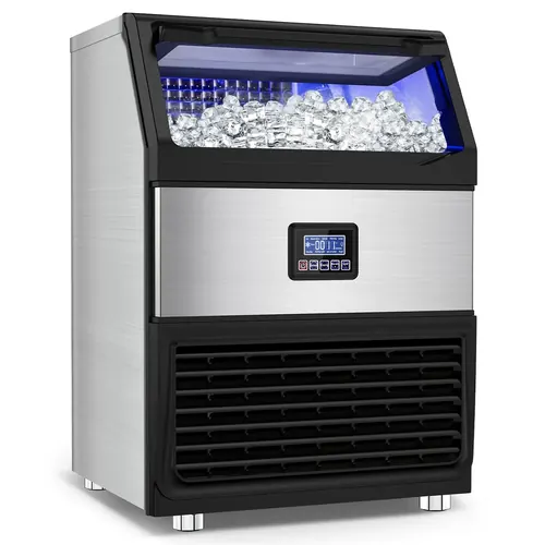 SOZT Commercial Ice Maker Machine – 250 Lbs/24H, 75 Lbs Storage Bin, 80 Ice Cube
