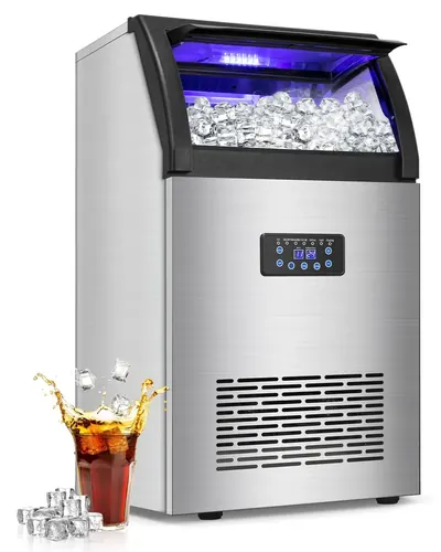SOZT Commercial Ice Maker Machine 150LBS/24H, 45LBS Storage Bin, 55 Ice Cubes Re