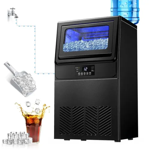 SOZT High-Efficiency Commercial Ice Maker: 100 lbs Daily Production, Stainless S